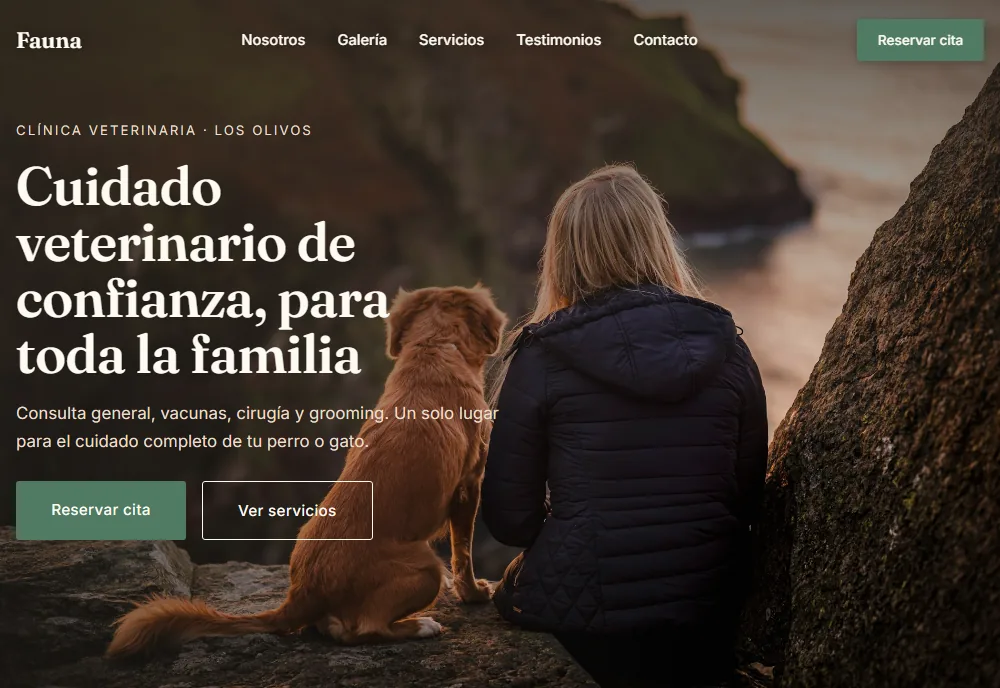 Página web para veterinaria, demo Fauna