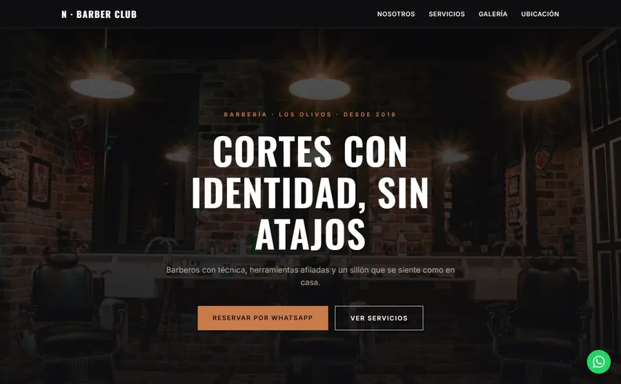 Página web para barbería, demo Norte Barber Club