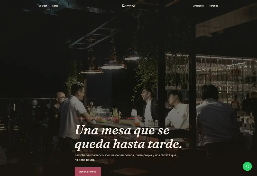 Página web para restobar, demo ROMERO
